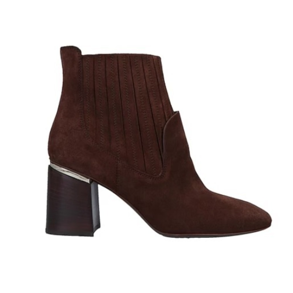 Tod's Womens Brown Suede Ankle Boot Chelsea Suede Block Heel New in Box $650+!
